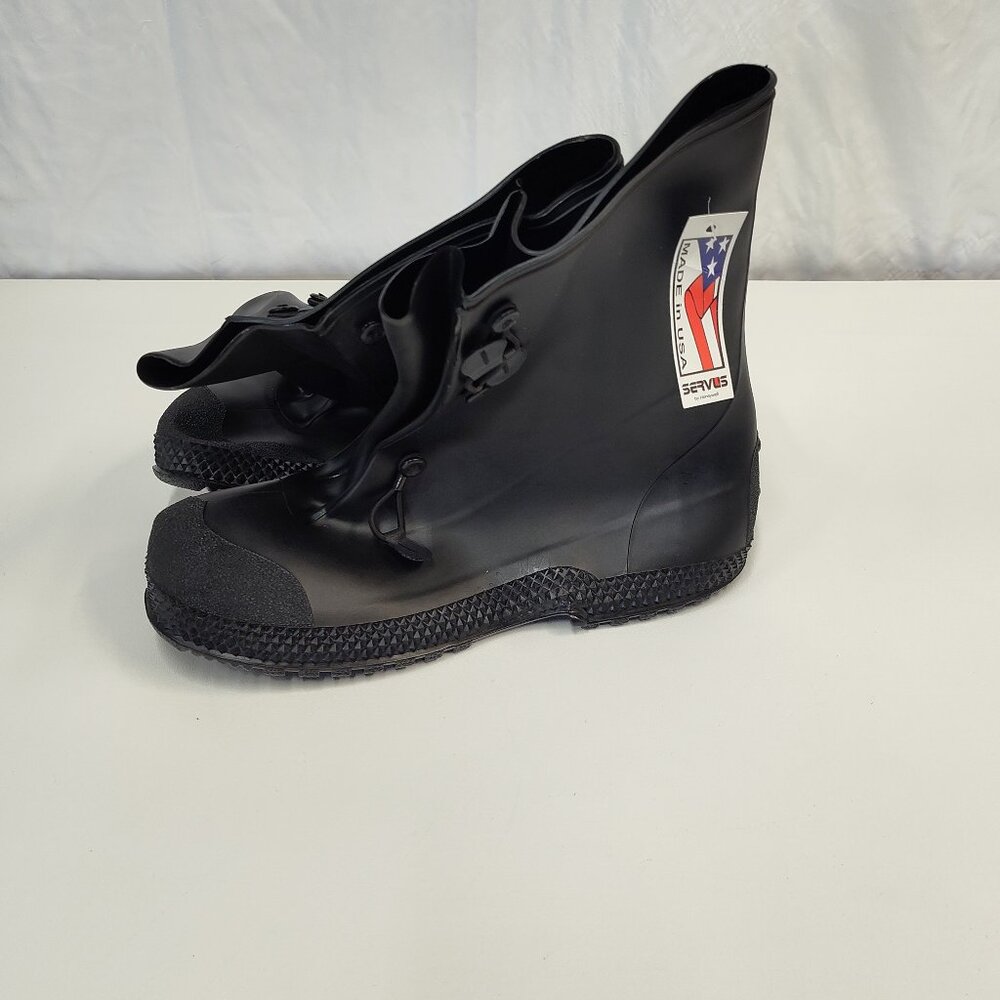Servus Overboots Rain Galoshes 3 Buckle Size Small Black Rubber Waterproof USA